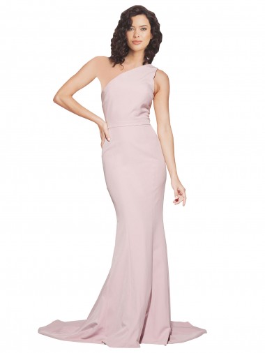 Cheapest Stretch Crepe Sheath Sweep Train Sleeveless Side Slit Prom Dresses Canada