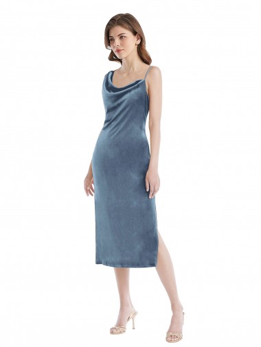 Cheapest Stretch Velvet Sheath Long Sleeveless Semi Formal Evening Dress Canada
