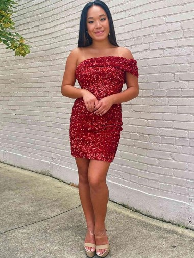Cheapest Velvet Sequin Short Sleeveless Prom Dress Canada