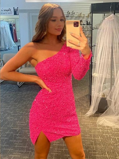 Cheapest Velvet Sequin Sheath Short Long Sleeves Evening Dress Canada