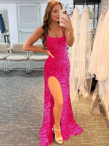 Cheapest Velvet Sequin Sheath Sweep Train Sleeveless Spaghetti Straps Evening Dresses Canada