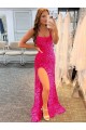Cheapest Velvet Sequin Sheath Sweep Train Sleeveless Spaghetti Straps Evening Dresses Canada
