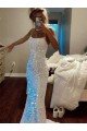 Cheapest Velvet Sequin Sheath Sweep Train Sleeveless Spaghetti Straps Evening Dress Canada