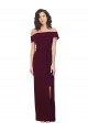 Cheapest Stretch Crepe Sheath Long Sleeveless Low Back Burgundy Gold Prom Dresses Canada