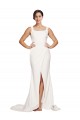 Cheapest Stretch Crepe Sheath Sweep Train Sleeveless Low Back Semi Formal Evening Dress Canada