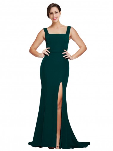 Cheapest Stretch Crepe Sheath Sweep Train Sleeveless Semi Formal Evening Dress Canada