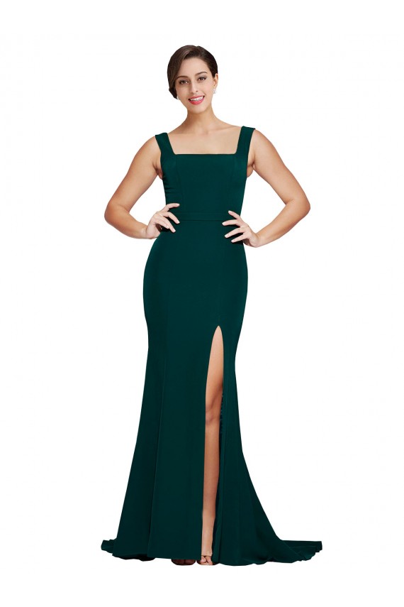 Cheapest Stretch Crepe Sheath Sweep Train Sleeveless Semi Formal Evening Dress Canada