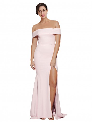 Cheapest Stretch Crepe Sheath Sweep Train Sleeveless Low Back Formal Evening Dress Canada