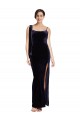 Cheapest Stretch Velvet Sheath Long Sleeveless Low Back High Side Slit Prom Dresses Canada