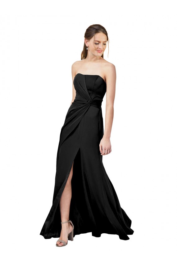 Cheapest Stretch Crepe Sheath Long Sleeveless Low Back Front Slit Prom Dresses Canada
