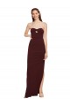 Cheapest Stretch Crepe Sheath Long Sleeveless Burgundy Gold Prom Dresses Canada