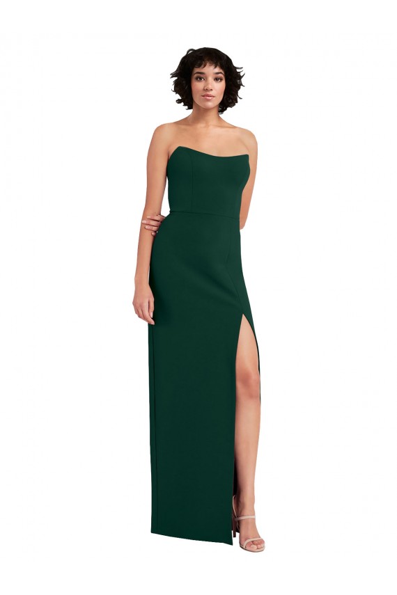 Cheapest Stretch Crepe Sheath Long Sleeveless Low Back Side Slit Prom Dresses Canada