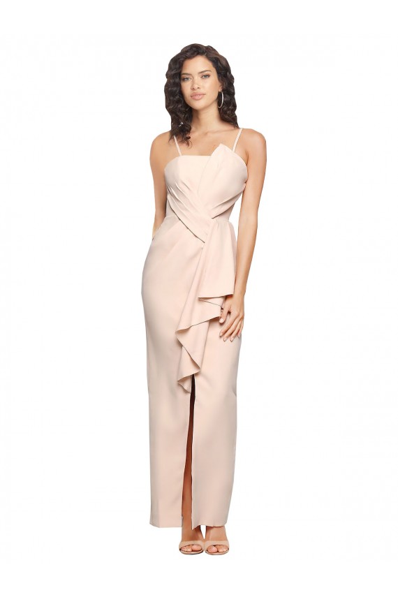Cheapest Stretch Crepe Sheath Long Sleeveless Low Back Semi Formal Evening Dress Canada