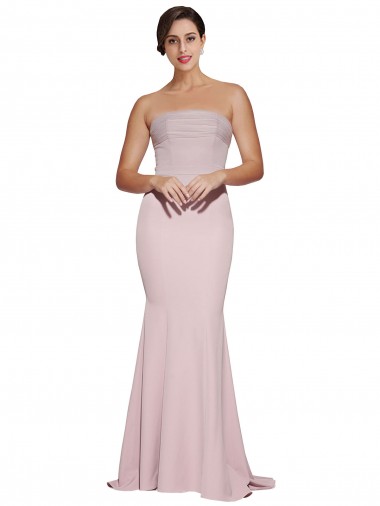 Cheapest Stretch Crepe Sheath Sweep Train Sleeveless Low Back Mauve Prom Dresses Canada