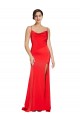 Cheapest Stretch Satin Sheath Long Sleeveless Low Back High Side Slit Prom Dresses Canada