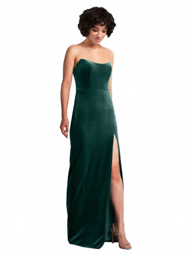 Cheapest Stretch Velvet Sheath Long Sleeveless Low Back Black Tie Evening Dress Canada