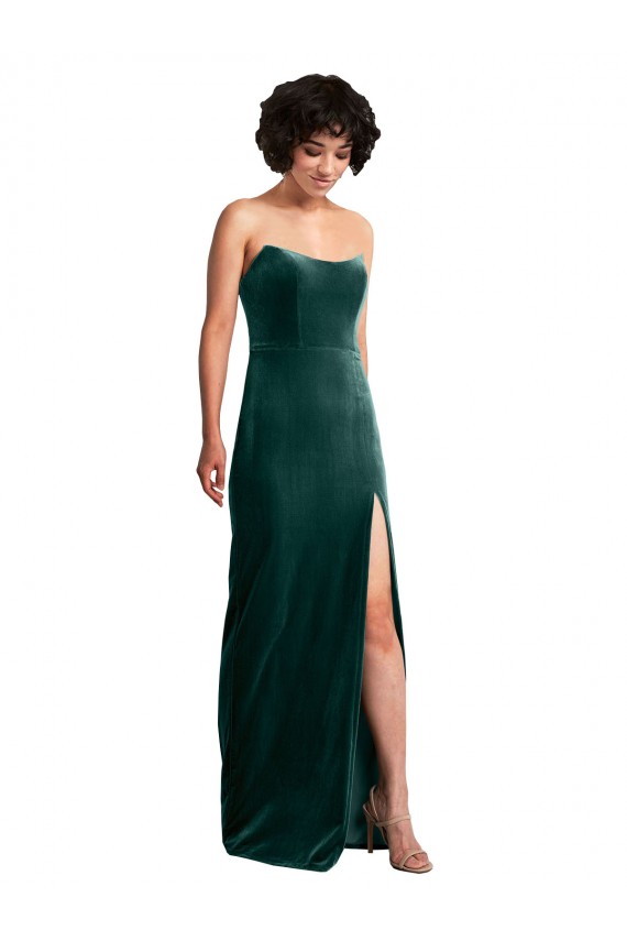 Cheapest Stretch Velvet Sheath Long Sleeveless Low Back Black Tie Evening Dress Canada