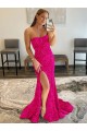Cheapest Velvet Sequin Sheath Sweep Train Sleeveless High Side Slit Prom Dress Canada