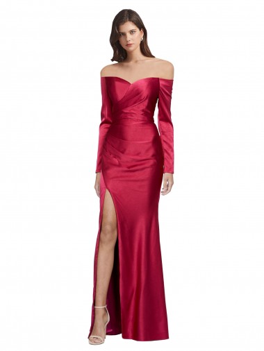 Cheapest Stretch Satin Sheath Long Long Sleeves Formal Evening Dress Canada