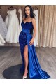 Cheapest Velvet Sequin Sheath Sweep Train Long Sleeveless Sweetheart Evening Dress Canada
