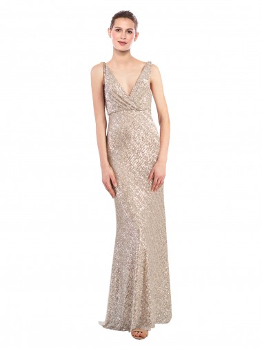 Cheapest Sequin & Sparkling Sequin Sheath Long Sleeveless Low Back Formal Evening Dress Canada