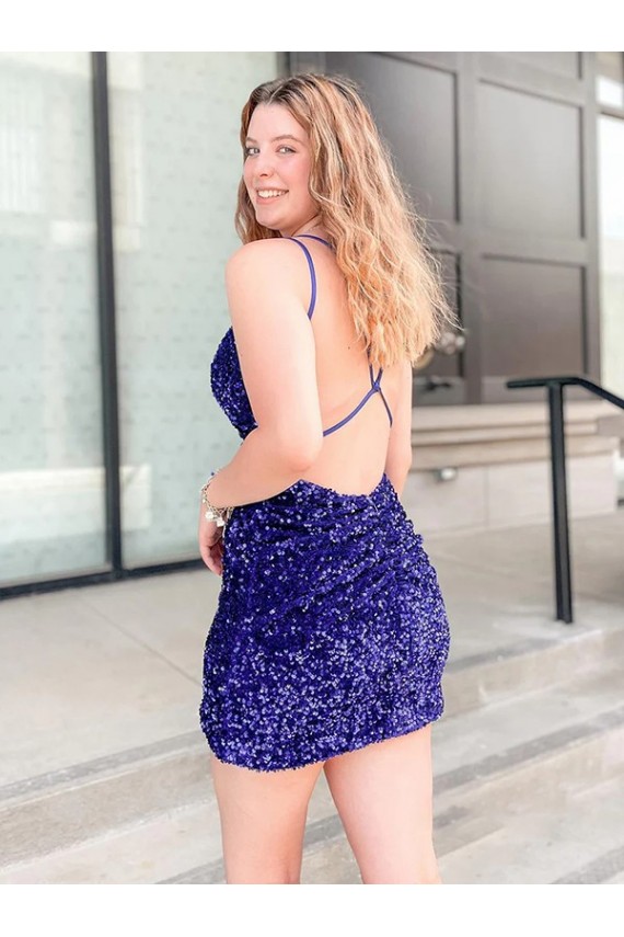 Cheapest Velvet Sequin Sheath Short Sleeveless Velvet Sequin Cocktail Evening Gown Canada