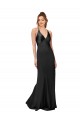 Cheapest Silky Satin Sheath Long Sleeveless Criss Cross Back Black Tie Evening Dress Canada