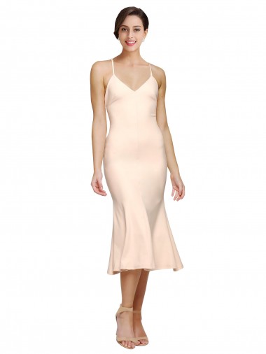 Cheapest Stretch Crepe Sheath Midi Length Sleeveless Low Back Evening Dress Canada