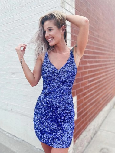 Cheapest Velvet Sequin Sheath Short Sleeveless Velvet Sequin Evening Dress Canada