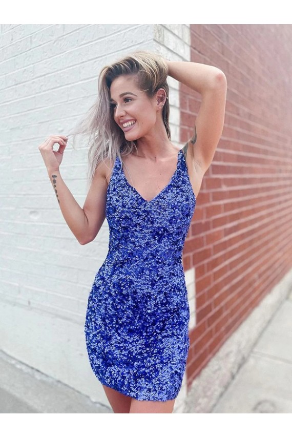 Cheapest Velvet Sequin Sheath Short Sleeveless Velvet Sequin Evening Dress Canada
