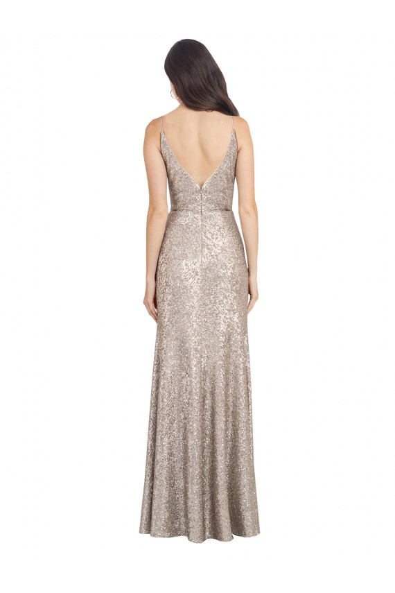 Cheapest Sequin & Sparkling Sequin Sheath Long Sleeveless V-Back Formal Evening Dress Canada