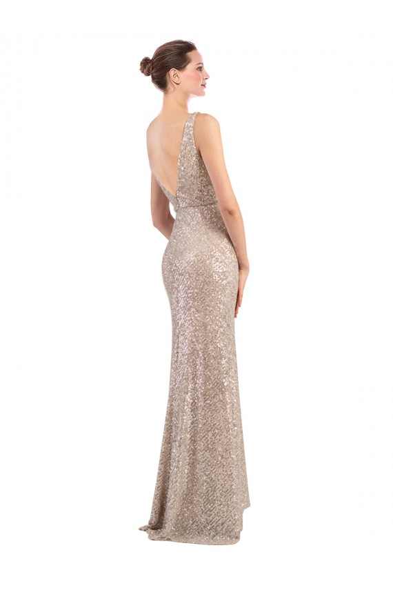 Cheapest Sequin & Sparkling Sequin Sheath Long Sleeveless Low Back Formal Evening Dress Canada