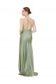 Cheapest Silky Satin A-Line Long Sleeveless Criss Cross Open Back High Low Evening Dress Canada