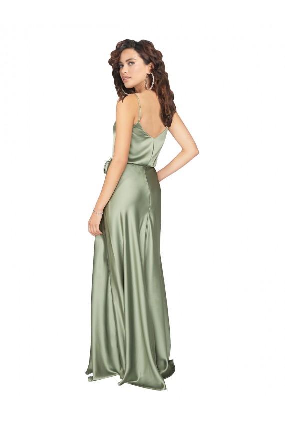 Cheapest Silky Satin A-Line Long Sleeveless V-Back Formal Evening Dress Canada