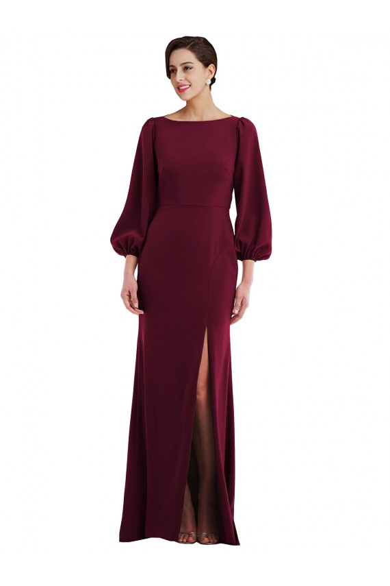 Cheapest Stretch Crepe Trumpet Long Long Sleeves Open Back Formal Evening Dress Canada