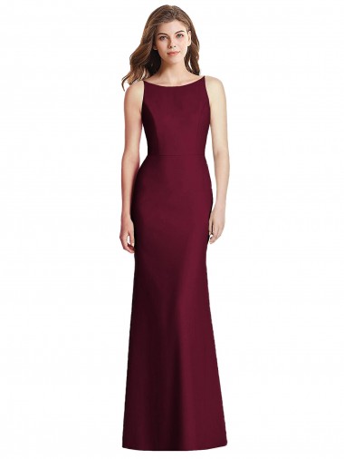 Cheapest Stretch Crepe Trumpet Long Sleeveless Open Back Burgundy Gold Evening Dresses Canada