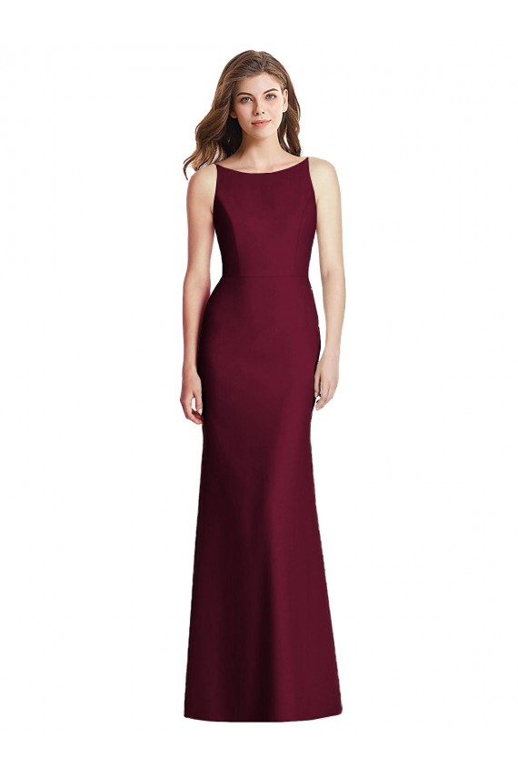 Cheapest Stretch Crepe Trumpet Long Sleeveless Open Back Burgundy Gold Evening Dresses Canada