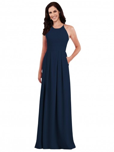 Cheapest Stretch Crepe Trumpet Long Sleeveless Criss Cross Open Back Semi Formal Evening Dress Canada