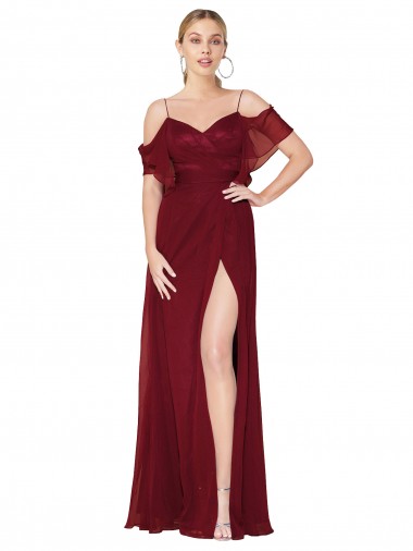 Cheapest Soft Chiffon Trumpet Long Cold Shoulder V-Back Formal Evening Dress Canada