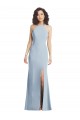 Cheapest Stretch Crepe Trumpet Long Sleeveless Criss Cross Back Light Sky Blue Prom Dresses Canada