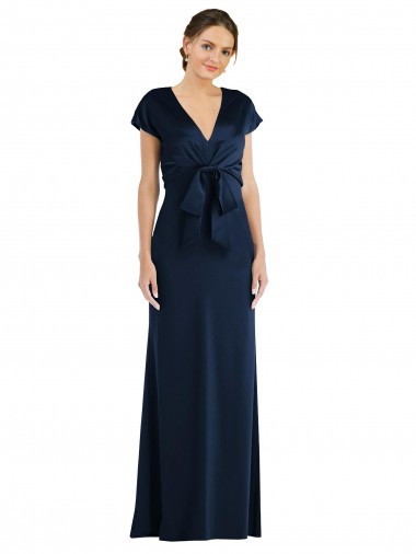 Cheapest Stretch Crepe Trumpet Long Cap Sleeves Keyhole Back Formal Evening Dress Canada