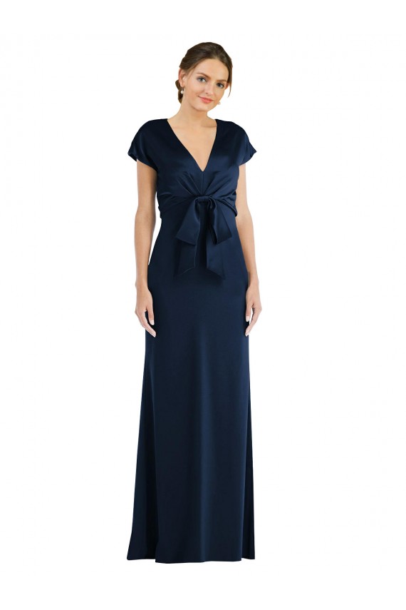 Cheapest Stretch Crepe Trumpet Long Cap Sleeves Keyhole Back Formal Evening Dress Canada