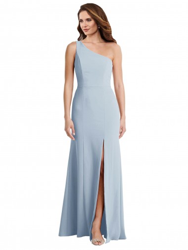 Cheapest Stretch Crepe Trumpet Long Sleeveless Light Sky Blue Prom Dresses Canada