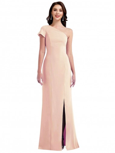 Cheapest Stretch Crepe Trumpet Long Cap Sleeves Nude Prom Dresses Canada