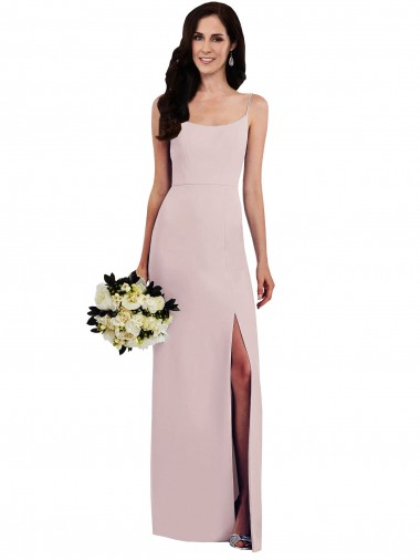 Cheapest Stretch Crepe Trumpet Long Sleeveless V-Back Front Slit Prom Dresses Canada