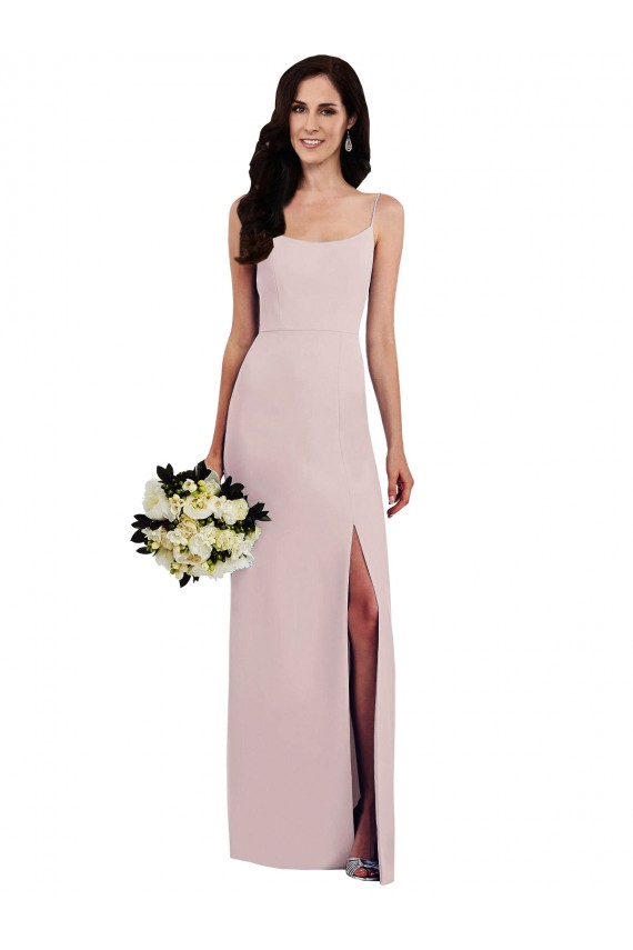 Cheapest Stretch Crepe Trumpet Long Sleeveless V-Back Front Slit Prom Dresses Canada