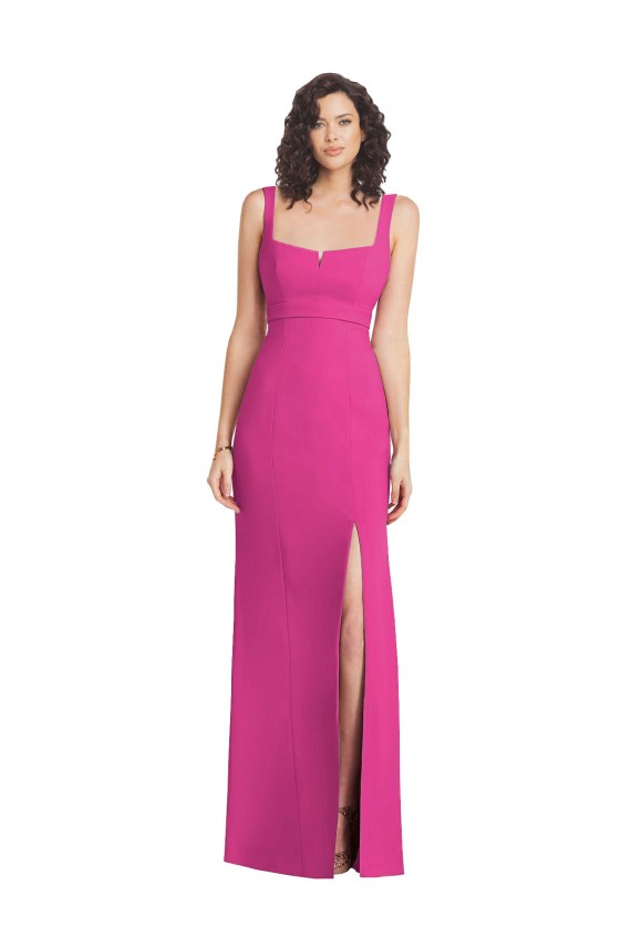 Cheapest Stretch Crepe Trumpet Long Sleeveless Square Neck Low Back Prom Dresses Canada