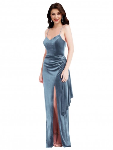 Cheapest Stretch Velvet Trumpet Long Sleeveless Low Back Formal Evening Dress Canada