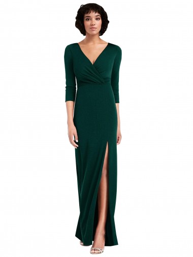 Cheapest Spandex Trumpet Long Long Sleeves V-Back Formal Evening Dress Canada