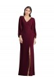 Cheapest Stretch Crepe Trumpet Long Puff Sleeves Semi Formal Evening Dress Canada